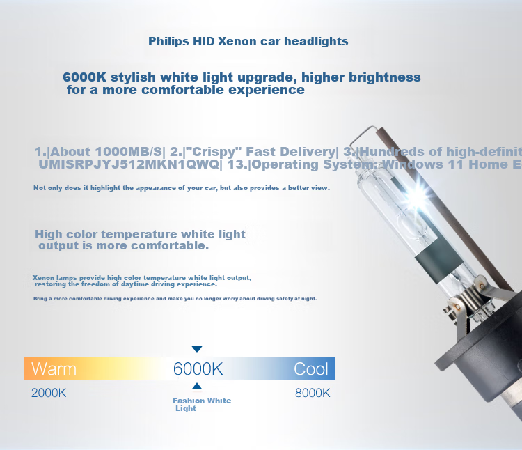 PHILIPS Automotive Xenon Headlights, D3S 35W White Light 6000K, Precise Beam Pattern Not Glaring, 2-Pack 3