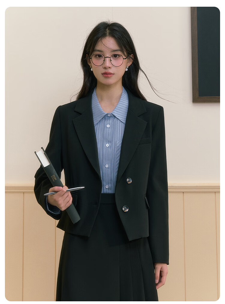 Miss Bird Lightweight Office Commuter Suit Set for Women Petite Short Blazer Professional Interview Formal Wear 11