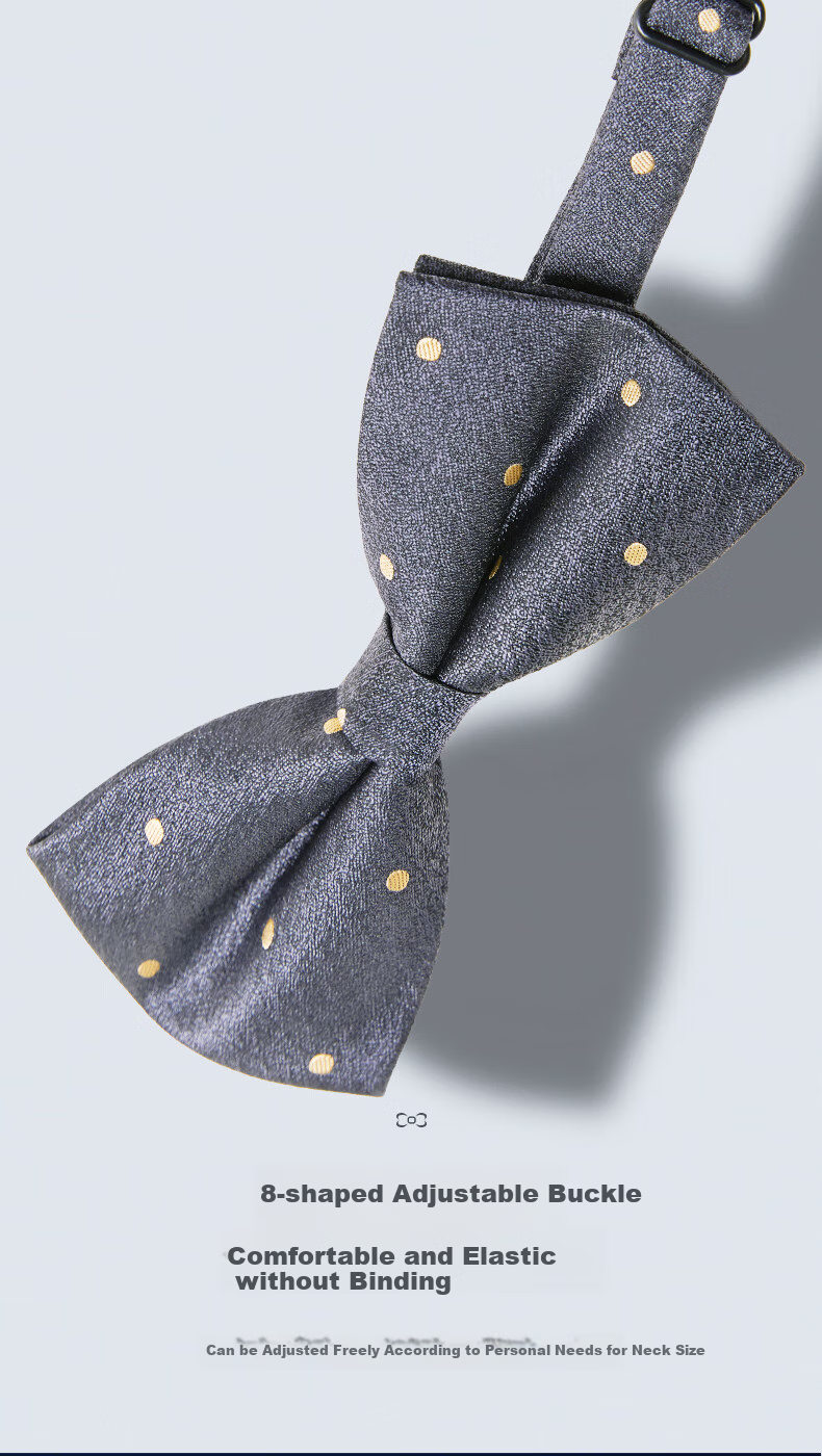 Luomeng Men's Formal Bow Tie, Wedding Groom Attire, British-Style Butterfly Knot, Navy Blue, Gift Box Packaging 4