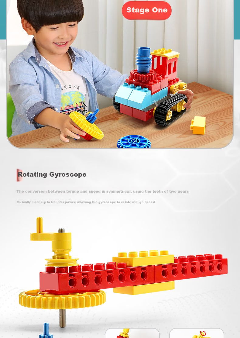 FEELO Children's Gear Building Block Toy, Birthday Gift for Boys And Girls, Linkage Series Stage 2 with 138 Pieces, 2212 6