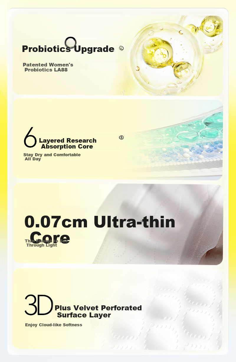 FREEMORE Black Friday Zhao Lusi Same Style Probiotic Sanitary Napkins, Ultra-Thin Breathable Quick-Absorbing Leak-Proof Daytime Use 240mm 8 Packs 40 Pieces 4