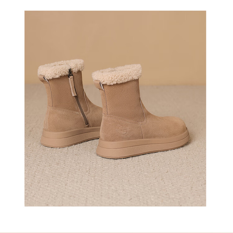 ZHR Women's Snow Boots Thick Sole Warm Casual Short Boots Comfortable Fashion EH209B Camel Size 37 11