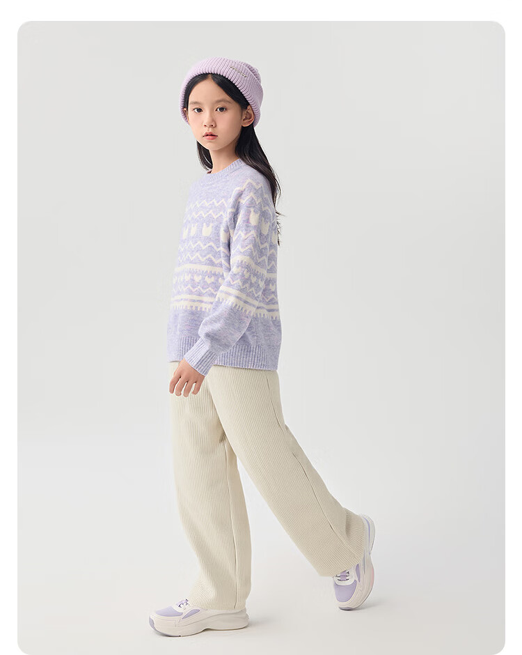 Balabala BalaOne Girls Fleece-Lined Straight-Leg Kids Pants 2025 Winter Warm Fashion 208425108006 6