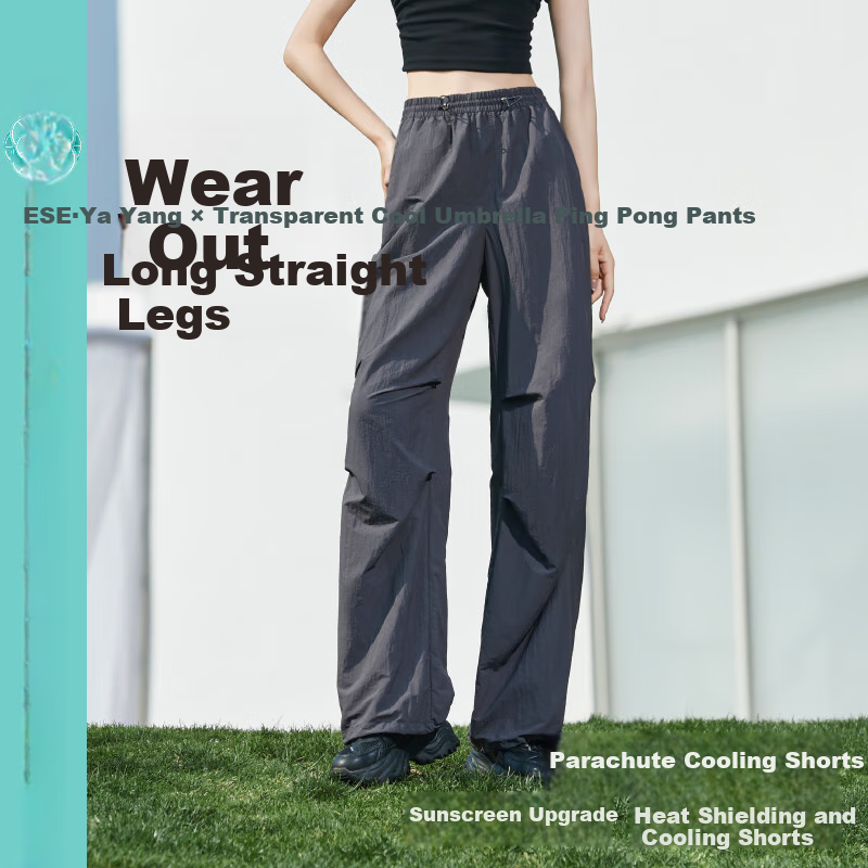 ESE-Y Quick-Dry Cooling Cargo Pants for Women, 2025 Summer New Style, Sun Protection Thin Wide-Leg Loose Paratrooper Pants, Gray, Size 29