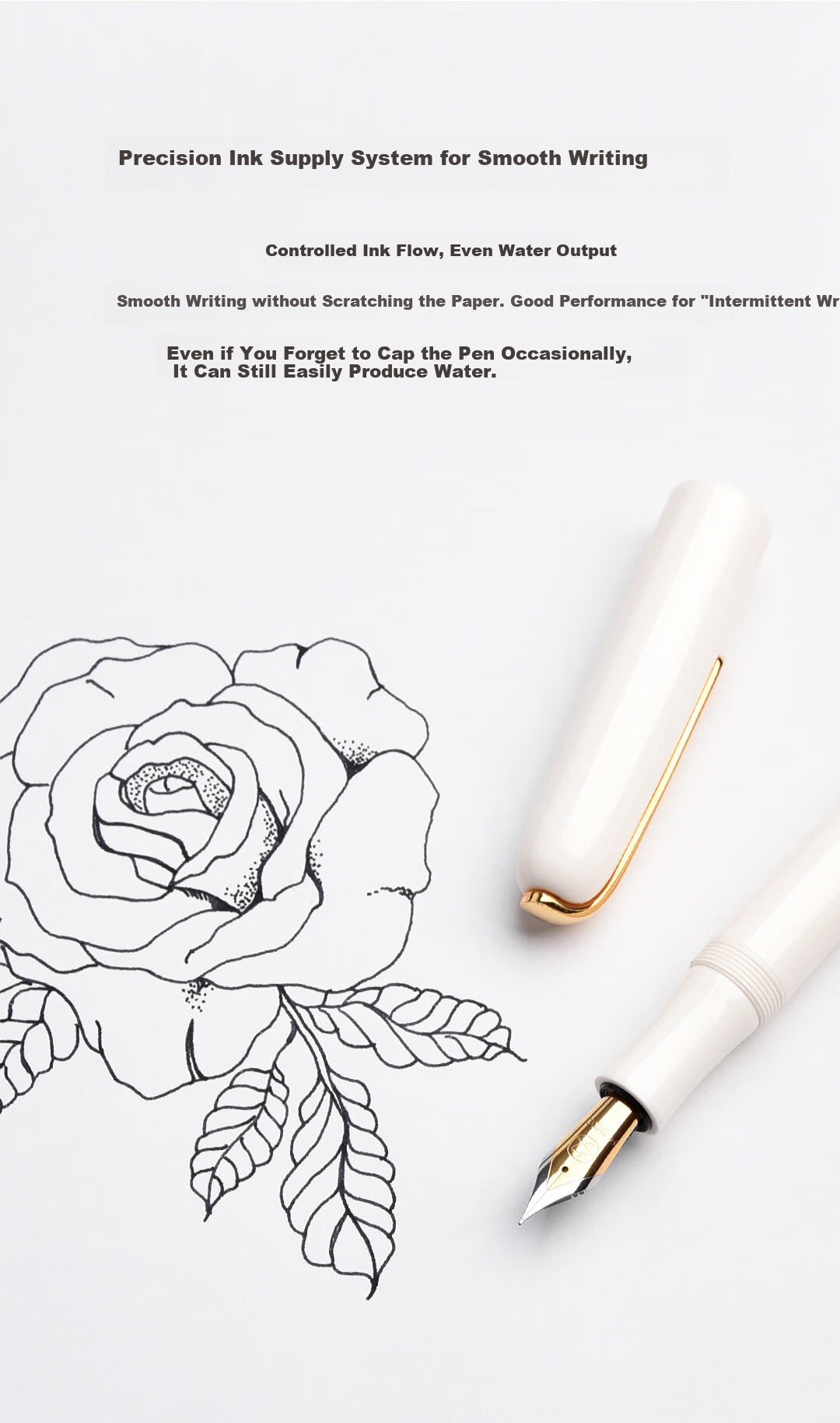 KACO [Valentine's Day Gift] KACO Master Fountain Pen, High-End Business Office Ink Pen, Premium Valentine's Day Gift, Teacher Gift, Adult Calligraphy Practice Pen, EF Nib, White 3
