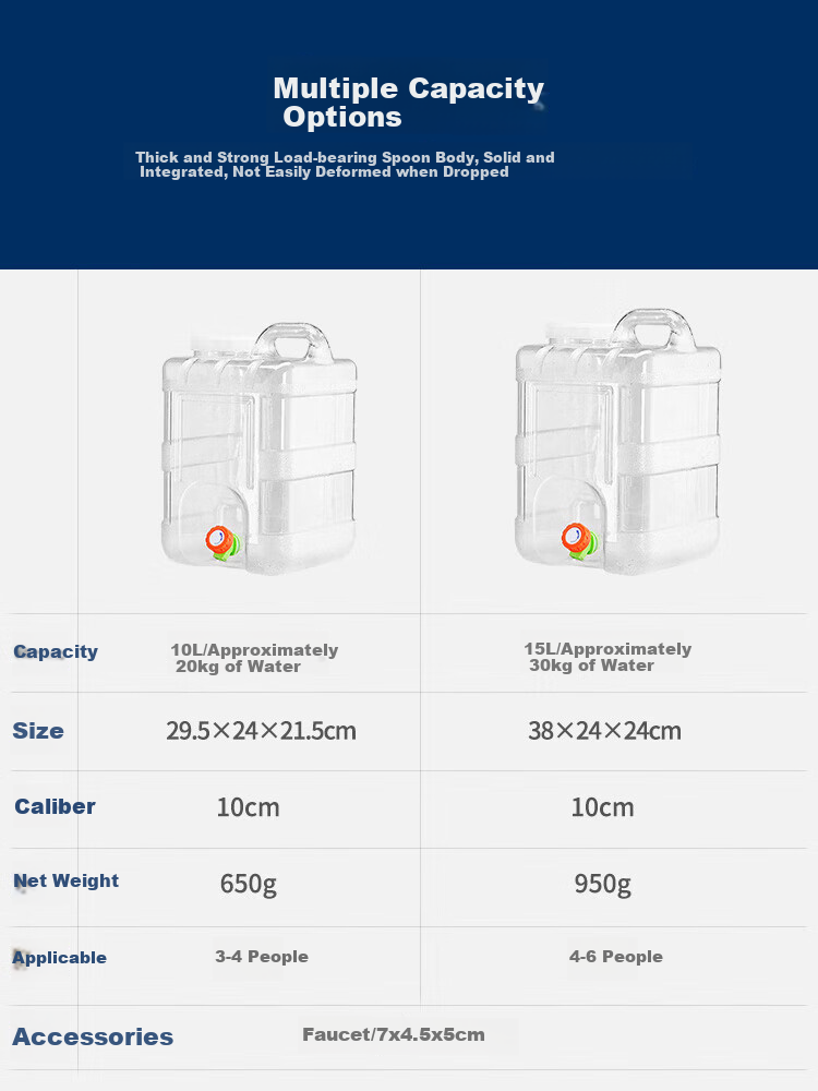 MAXCOOK Pure Water Container, Mineral Water Container, Drinking Water Container, with Tap 10L, Portable Outdoor Square MCX0155 for Self-Driving Tours 6