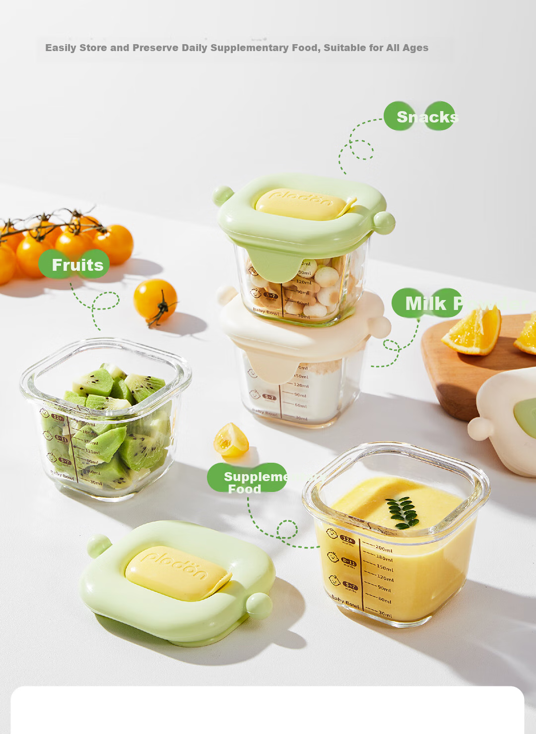 PLODON Silicone Food Storage Containers with Compartments, Baby Food Freezer Trays, Infant Food Storage Organizer with Individual Ice Cube Trays 4