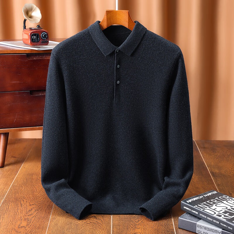 Antonio 600g Heavyweight Thickened 100% Wool Sweater Business Casual Men's Polo Shirt Autumn Winter Thick Knitwear