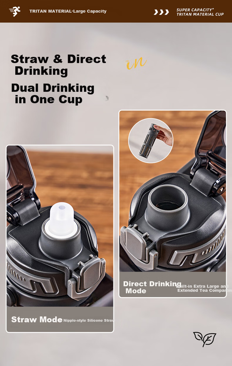 CICA Tea Infuser Mug for Men, Large Capacity Water Bottle, Tritan Tondun Bucket, Outdoor Sports Military Training Water Cup 8