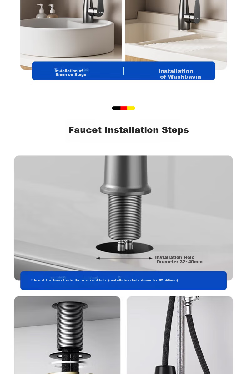 HOMK [Germany] Kitchen Faucet, Hot And Cold Vegetable Washing Sink, Pull-Out Faucet, Extendable Dishwashing Sink Faucet 18