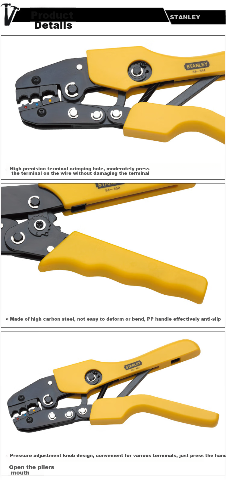 STANLEY A Series Insulated Terminal Crimping Pliers, 0.5-6mm² Wire Connector, Cable Clamp, Terminal Pliers, 84-844 2