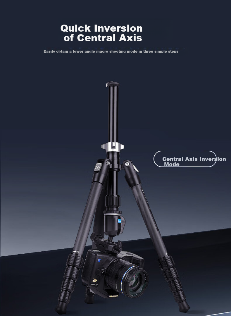 Benro XA229CH0S Xiaoyi Small Carbon Fiber Reverse Folding Compact Travel Photography Mirrorless DSLR Tripod, Adjustable Monopod, Ball Head Tripod 5