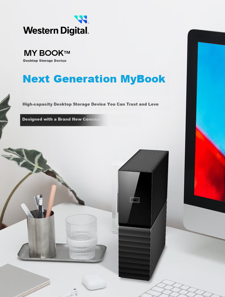 Western Digital (WD) Portable Hard Drive, 8TB, USB3.0, Desktop Storage, My Book, 3.5-Inch, Large Capacity, Mechanical Hard Drive, Mobile Desktop Enterprise-Level Office Use, External Encrypted 1