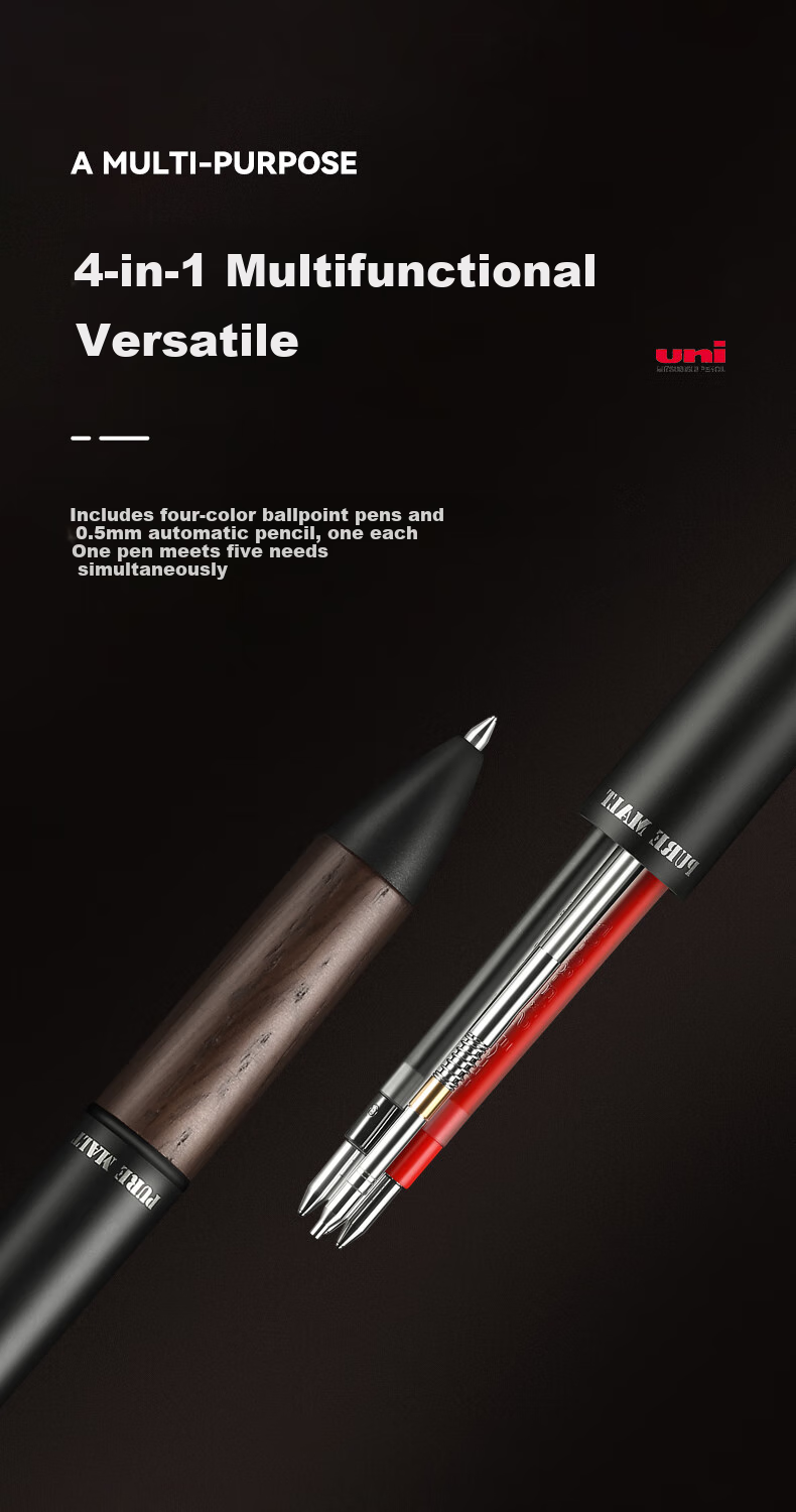 Uni (Mitsubishi) Multifunctional Pen, Business Ballpoint Pen, Oak Grip, 5-In 4-Color Ballpoint Pen, 0.5mm Pencil MSXE5-2005 1