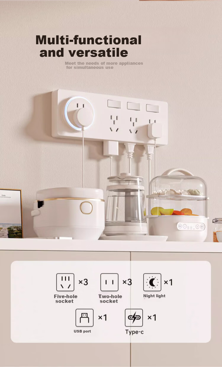 AUX 86-Type Expandable Socket Kitchen Extension Multi-function Converter Concealed Household Switched Power Strip 21-Hole Rightward Expansion White 2
