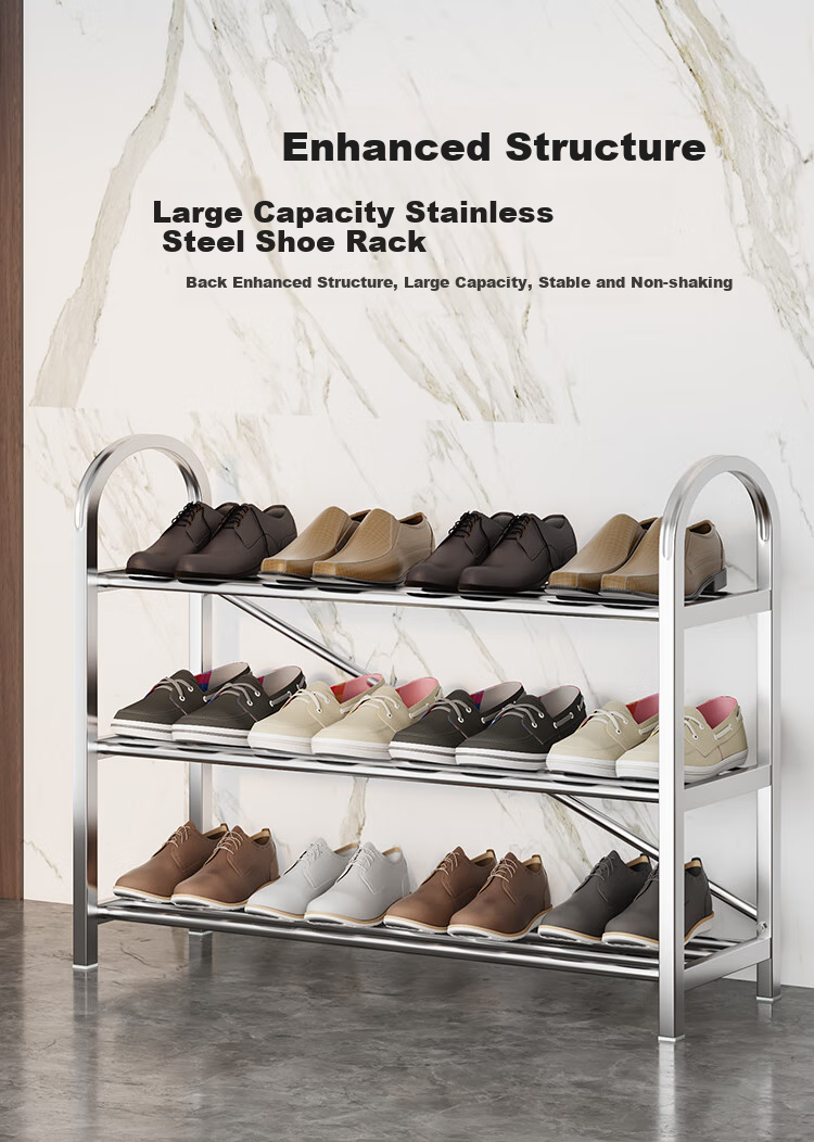 QIAONAMEI Stainless Steel Shoe Rack, Thickened Multi-Layer Simple Shoe Stand, Dormitory Entrance Home Storage Rack QNM1106-SR(A) 1