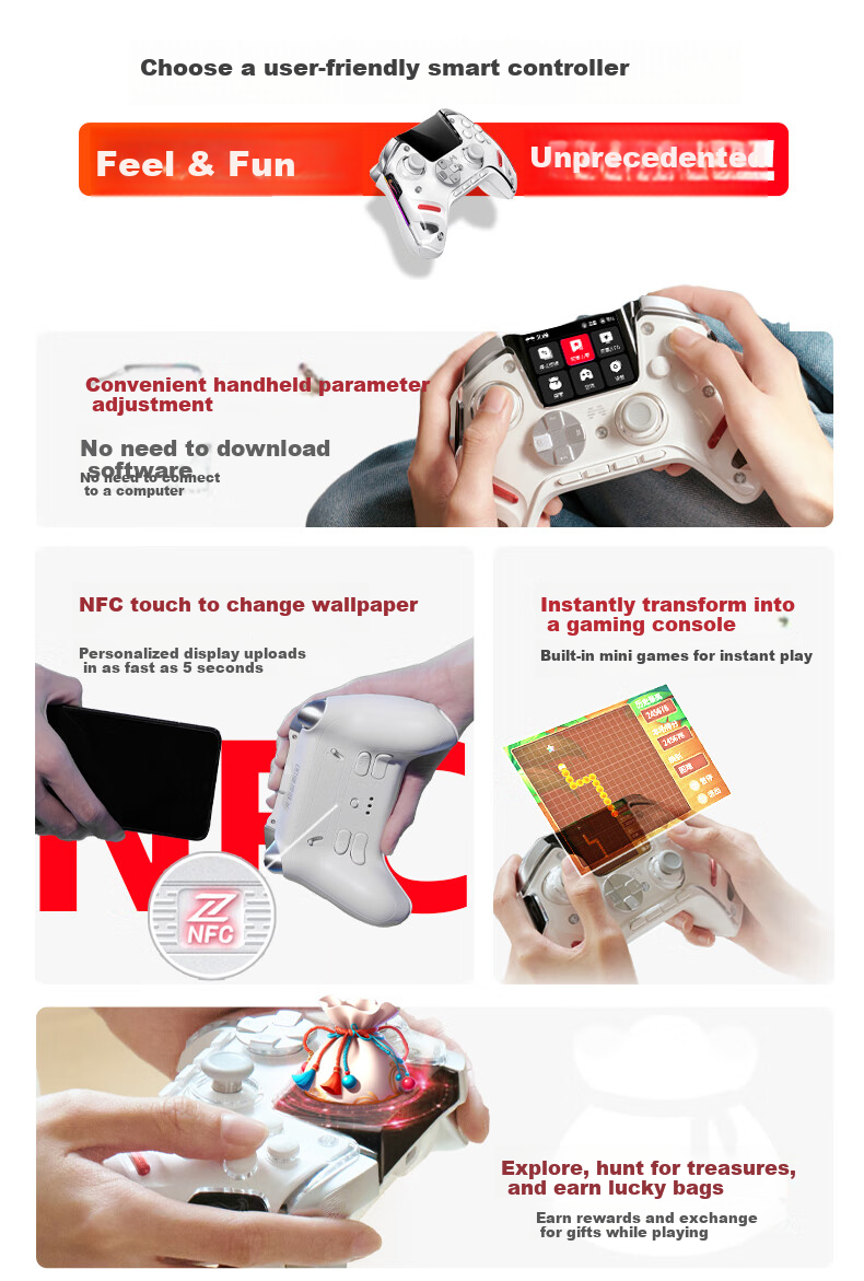 Betop Kuipeng 50 Second-Generation Game Controller, AI-Controlled Wireless Bluetooth Controller, Xbox Computer PC Mobile Steam TV NS Switch 2, Vibration And Motion Sensing, Genshin Impact, Horizo 3