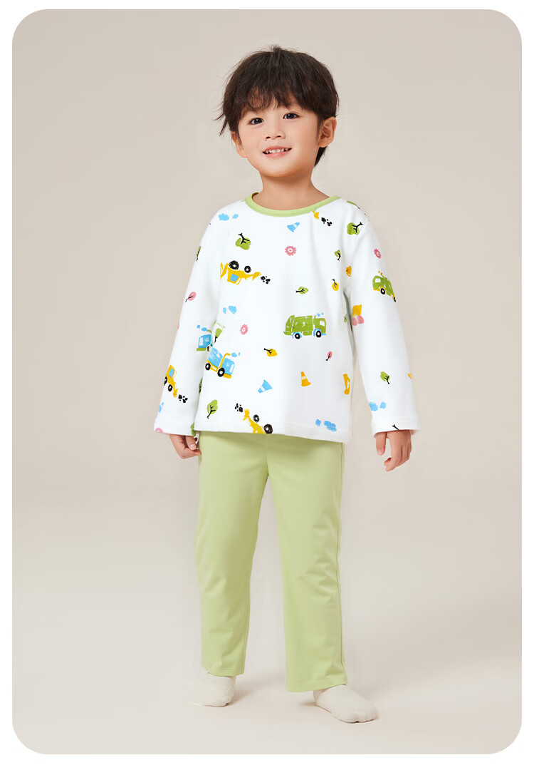YUZHAOLIN Children's Pajamas Spring Boys' Home Wear Set Pure Cotton Air Conditioning Clothes Children's Clothing Full Print Zoo 13