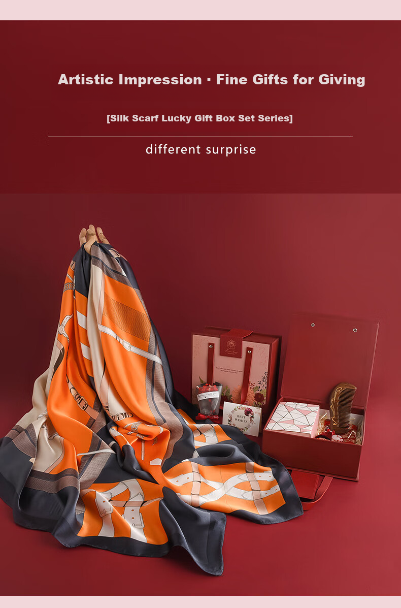 Hangsifu Silk Scarf for Women, Summer Gift Box, Shawl, Outer Wrap, Practical Birthday Present for Mom Or Wife, Mid-Autumn Festival Gift 1