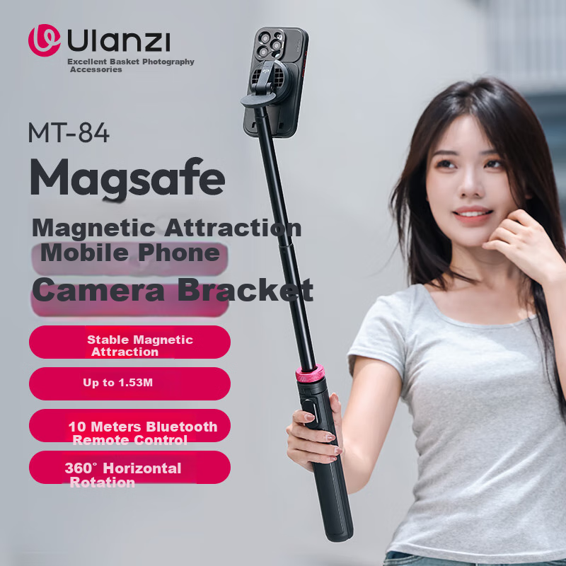 Ulanzi MT-84 Магнитный селфи-штатив с Bluetooth-пультом, напольный штатив, вращение на 360°, для прямой трансляции, легкий инструмент для видеоблогов