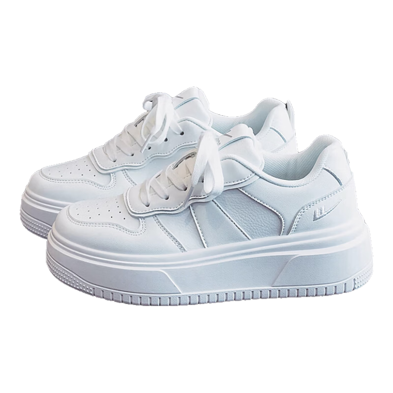 Warrior Women's Shoes, White Sneakers, Skateboard Shoes, New Spring 2026 Leather Dad Shoes, Thick-Soled Heightening Versatile Casual Sports Shoes