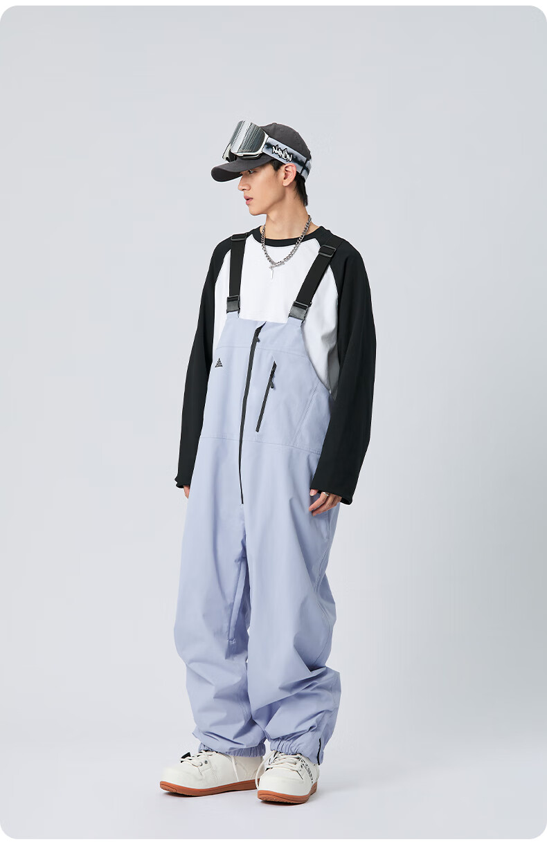 Nan En Single Board Ski Suit Bib Pants 3L Waterproof Thickened Warm Unisex Black M 7