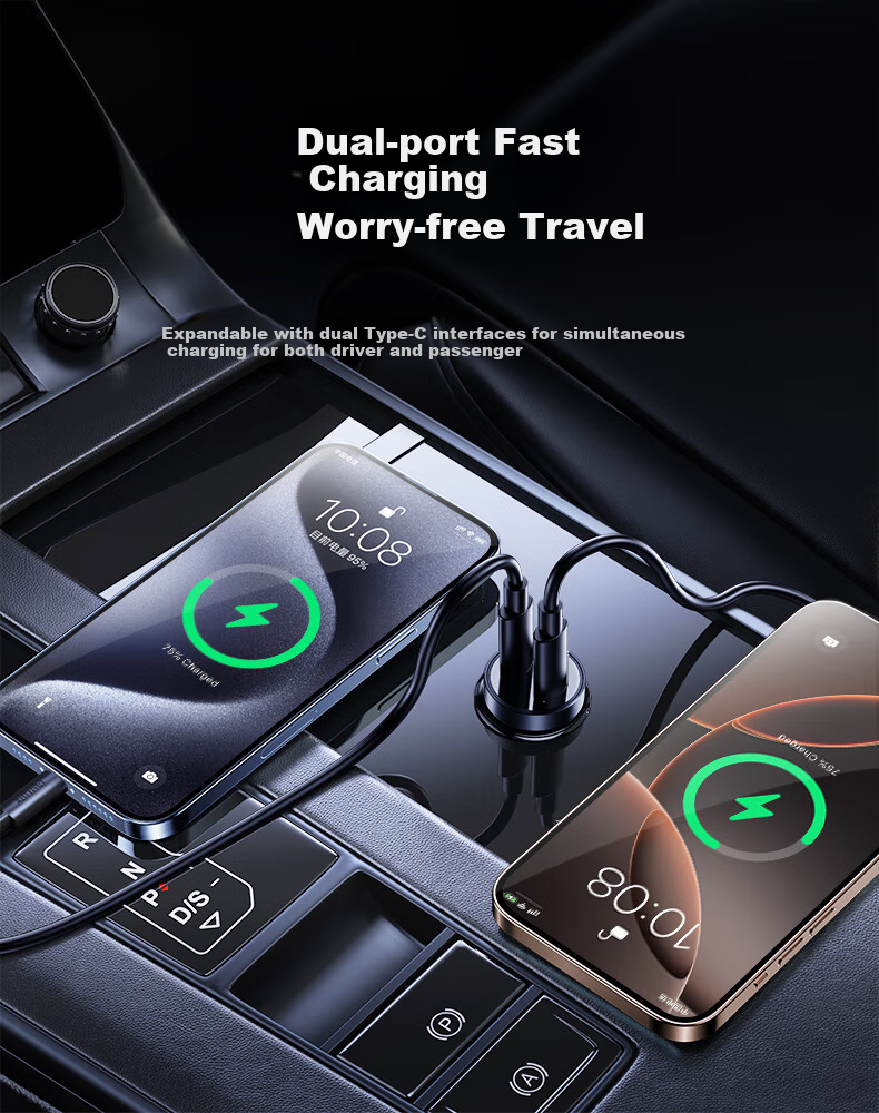 Philips Car Charger, 36W Cigarette Lighter Socket, Dual-Port Super Fast Charging, Car Charging Adapter, Compatible with Huawei And Apple 17/16 PD Fast Charging Plug, 4327 7