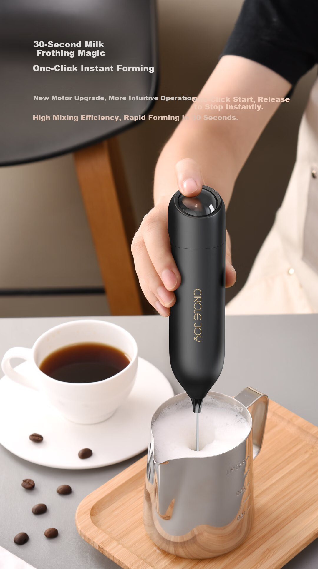 Circle Joy Star Moon Electric Milk Frother, Coffee Milk Frother for Home Use, Handheld Milk Frother, Egg Beater 4