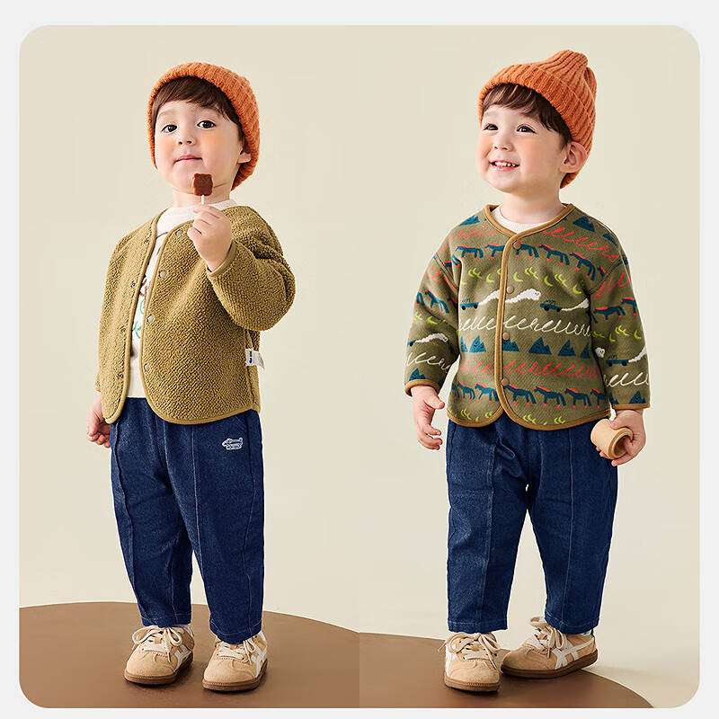 Minibala Unisex Baby Lamb Wool Thickened Coat 2025 Autumn Winter [Reversible]
