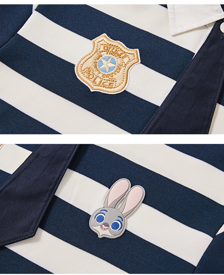Dishini Zootopia Girls' Casual Long-Sleeve T-Shirt, 2026 Spring New Children's Polo Shirt, Striped Cartoon Top 8