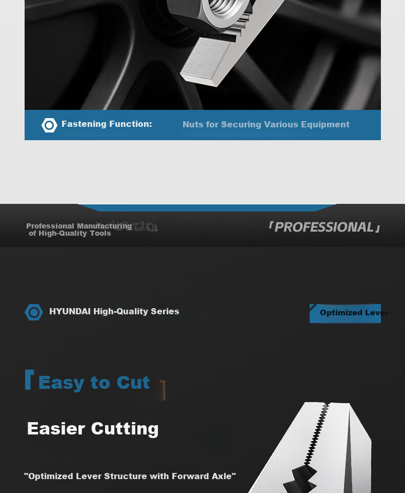HYUNDAI Korean Modern Tiger Pliers, Wire Cutters, Household Multi-Functional Cutting Pliers, Tools, Flat-Nose Pliers, 6 Inches, 45 Steel 17