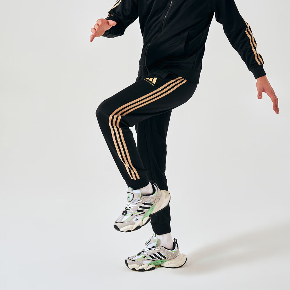 Adidas Men's Sports Pants, Spring Outdoor Casual Sweatpants, Running Trousers, Joggers, Black And Gold, Size M