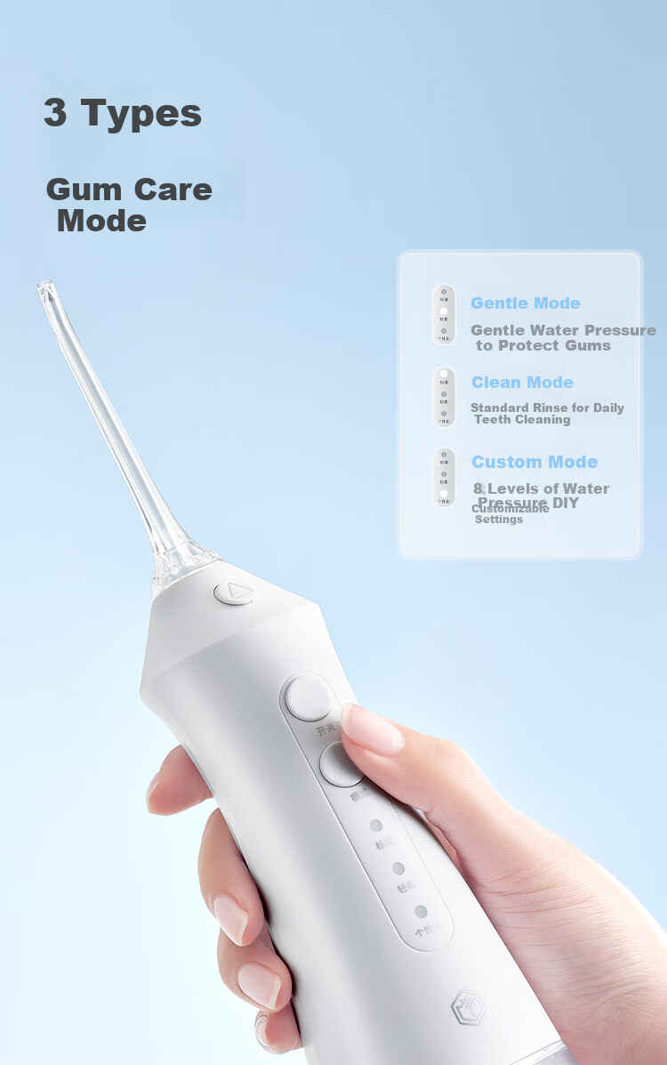 JD Jingzao High-End Portable Oral Irrigator Blue with Screen Display, 10-Level Adjustment, 300ml Large Water Tank, Dental Cleaner, Teeth Washer, Tartar Prevention for Women 11