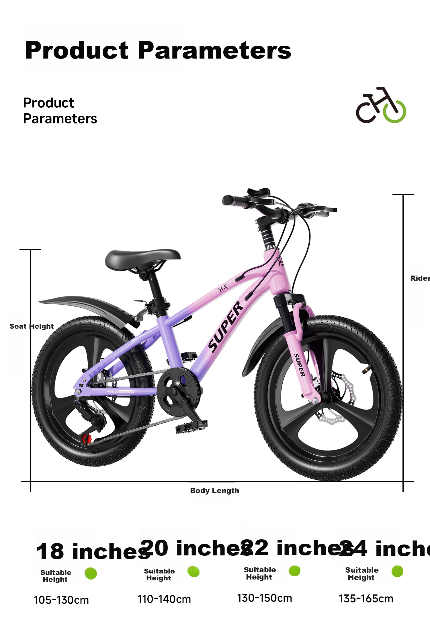 361° Children's Bicycle for Ages 6-10, Student Bike, Bicycle for Older Kids And Children, Mountain Bike 15