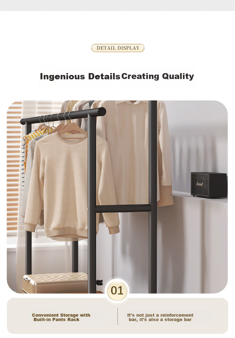 Jingjiayi Floor-Standing Clothes Drying Rack for Balcony, Indoor, Bedroom, Dormitory, Home Use, Simple Shoe And Hat Storage Rack 9
