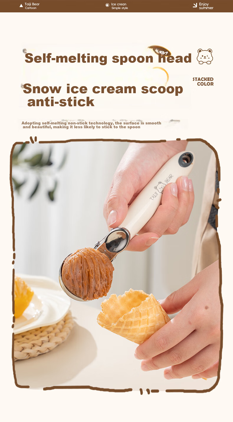 CAIZHI Stainless Steel Ice Cream Scoop, Ball Maker, Fruit Spoon, Watermelon Scoop, Ice Cream Spoon CZ6930 9