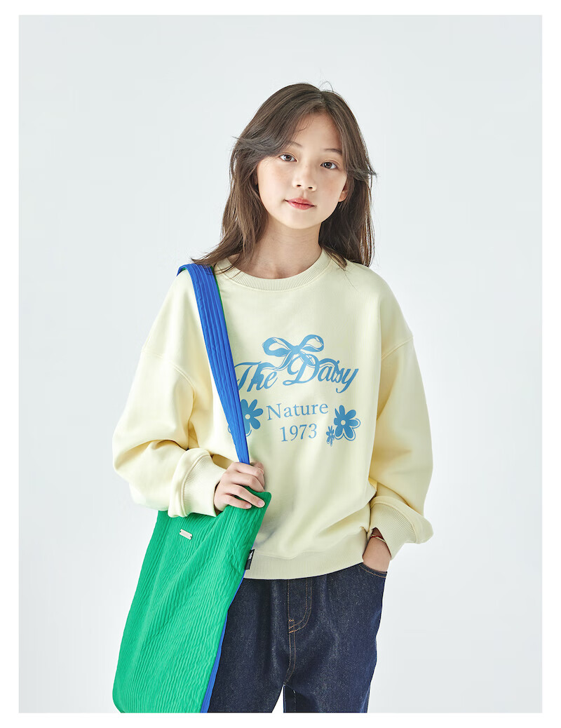 Kechu 2025 Autumn New Parent-Child Collection for Older Girls, Round Neck Sweatshirt with Loose Long Sleeves, Bow Tie Print Top 11