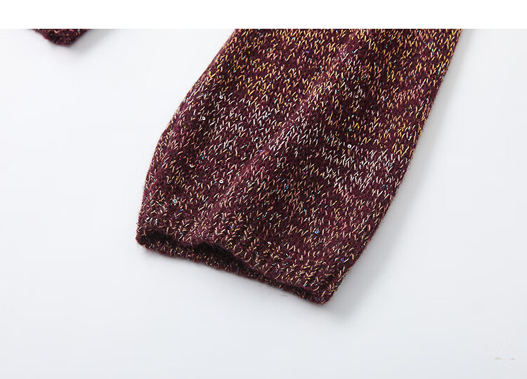 Demana Gradient Irregular Dyed Yarn Sweater with Lantern Sleeves, Autumn Sheep Wool Texture Women's Knit Top 5