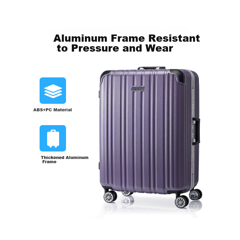 AMERICAN TOURISTER Luggage, 26-Inch Stylish Aluminum Frame Suitcase, Ultra-Light Spinner Wheels, Travel Case, Deep Purple, TV3 Combination Lock