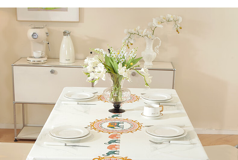 Jingxun Tablecloth, Waterproof And Oil-Proof Dining Table Cover, Simple Style, Washable Table Mat, Coffee Table Pad, 137*183cm 5