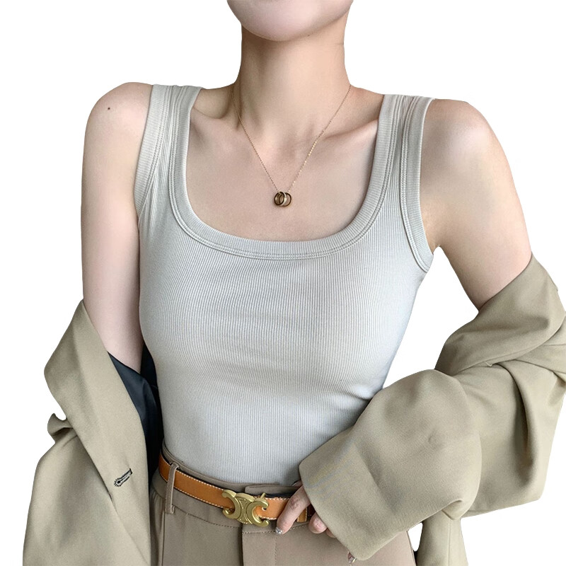 LangSha American Style Wide Shoulder Strap Tank Top for Women 2025 New Versatile Slim Fit Simple Outerwear and Innerwear