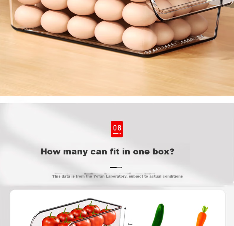 KATEI STORY Japanese Refrigerator Storage Box, Drawer-Style Food Container, Food-Grade Vegetable And Egg Freezer Organizer, Storage Solutio 12