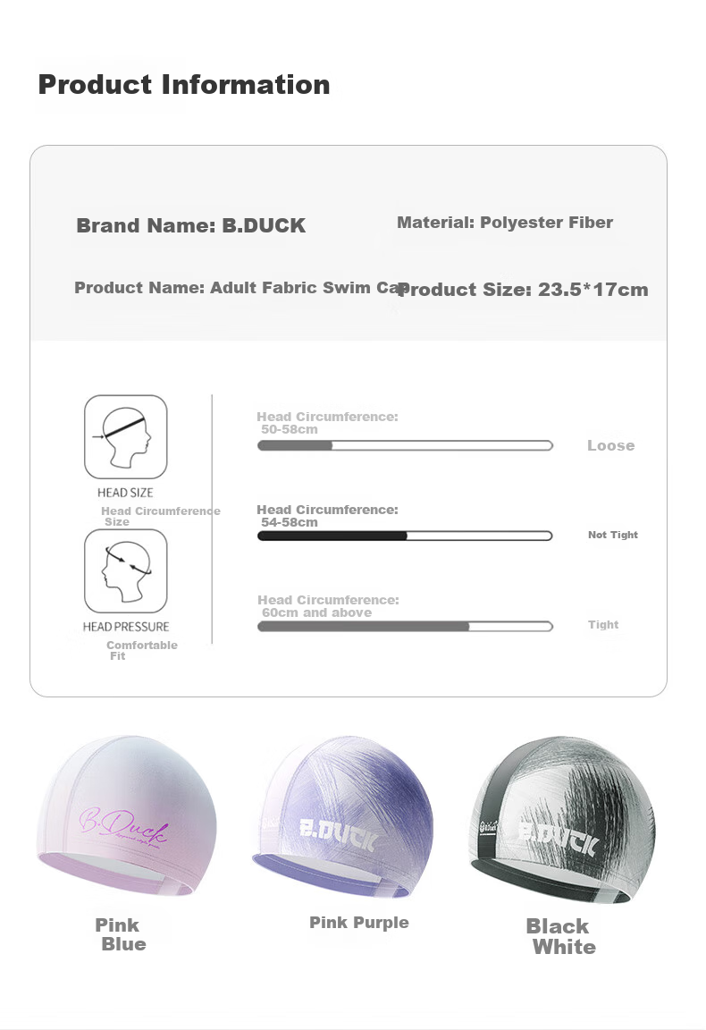 B.Duck Swimming Cap for Men And Women with Ear Protection, Sun Protection, Non-Binding, Comfortable, Large Size, Suitable for Long Hair, Adult-Specific Training Swimming Equipment 5