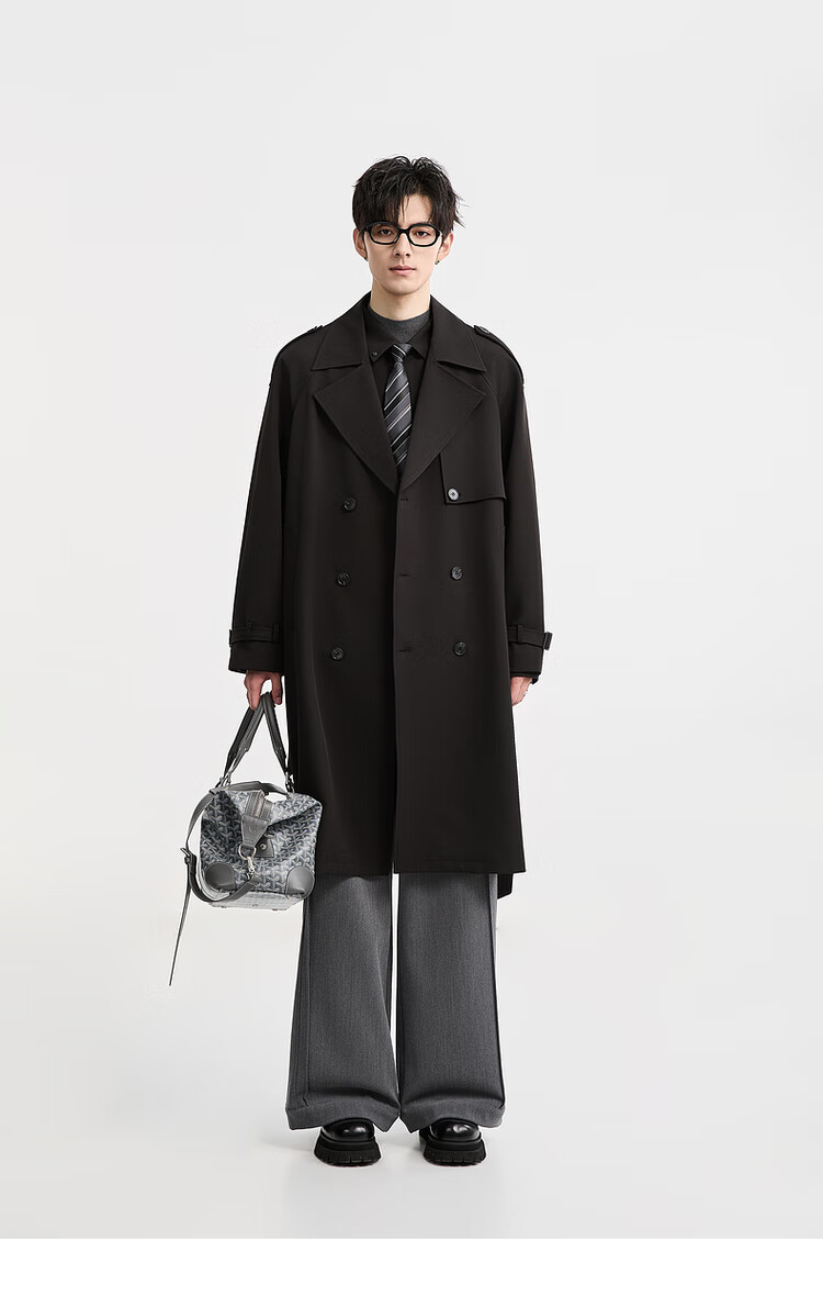 Earl Zuoer 2025 Autumn New Over-the-Knee Long Trench Coat Men's Business Casual Loose High-End Wrinkle-Resistant Non-Iron Overcoat 14