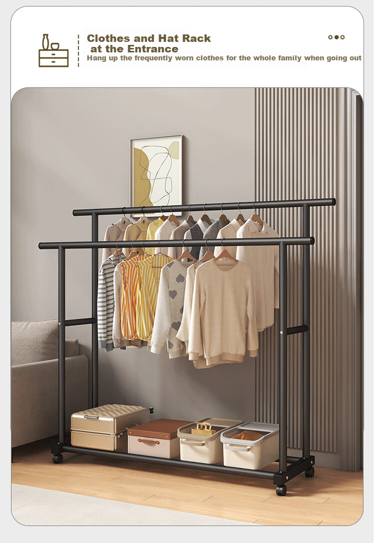Jingjiayi Floor-Standing Clothes Drying Rack for Balcony, Indoor, Bedroom, Dormitory, Home Use, Simple Shoe And Hat Storage Rack 8