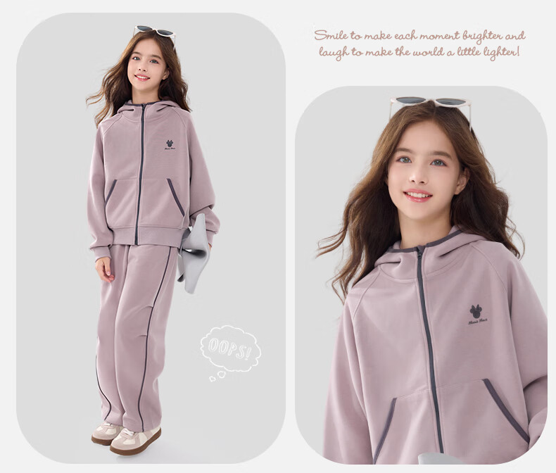 Disney Girls Casual Set Autumn New Children's Hoodie Youth Sweatpants ET026 Wind Violet 170 6