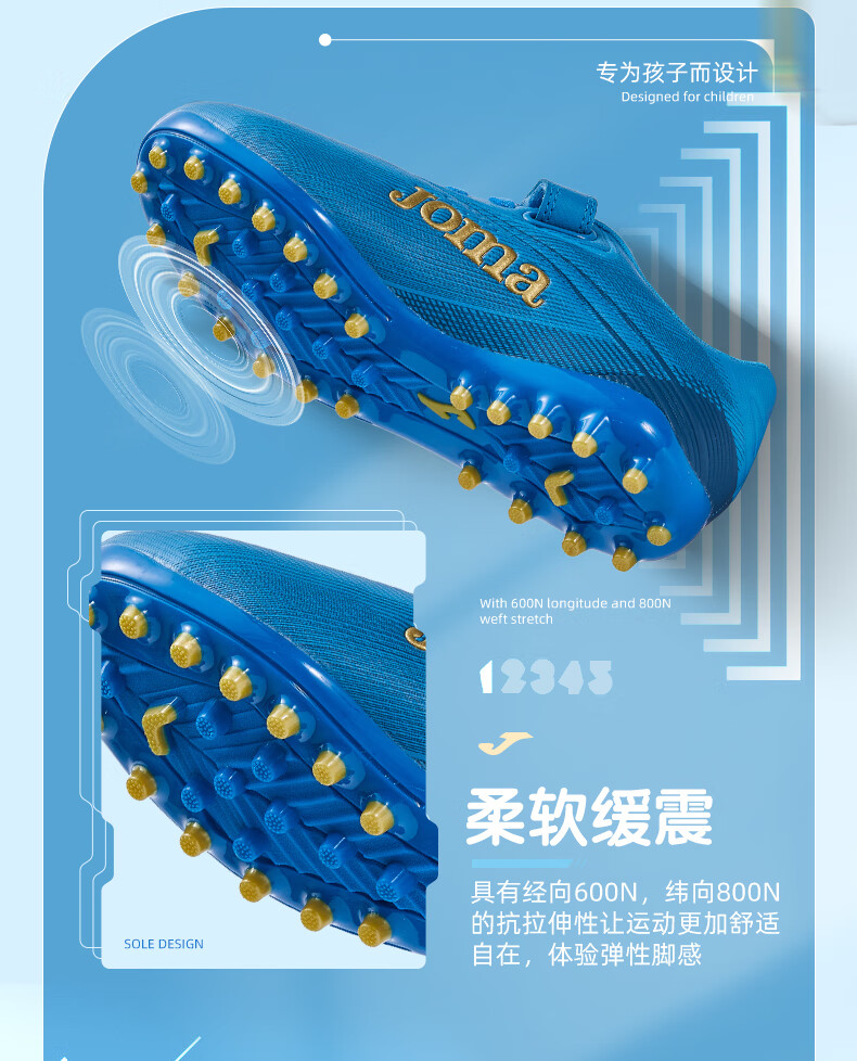 JOMA Velcro Children's Soccer Shoes MG Studs Youth Primary School Professional Football Training Shoes Dark Blue 39 1
