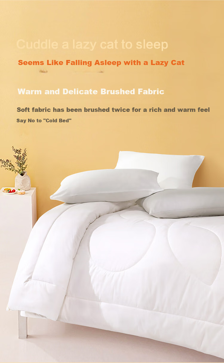 FUANNA Comforter, Spring And Autumn Duvet, Double Size All-Season Quilt, 30% Soybean Antibacterial Air Conditioning Bedding, Approximately 4.8 Jin (2.4 Kg), 203×229cm, White 8