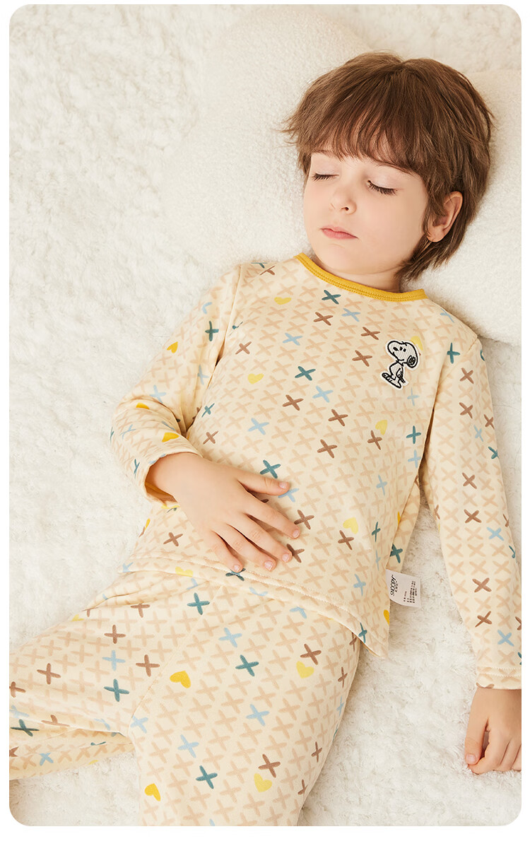 SNOOPY Kids Thermal Underwear Fleece-Lined Milk Silk Set Autumn Pajamas for Children and Teens Spring New Arrival 8
