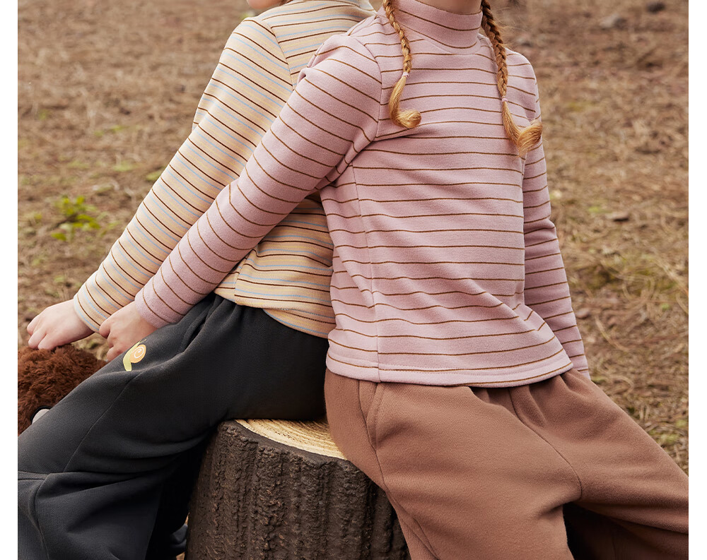 Beitais Kids Long Sleeve T-Shirt Spring and Autumn New Striped Boys and Girls Baby Mid-Neck Cotton Base Shirt 17